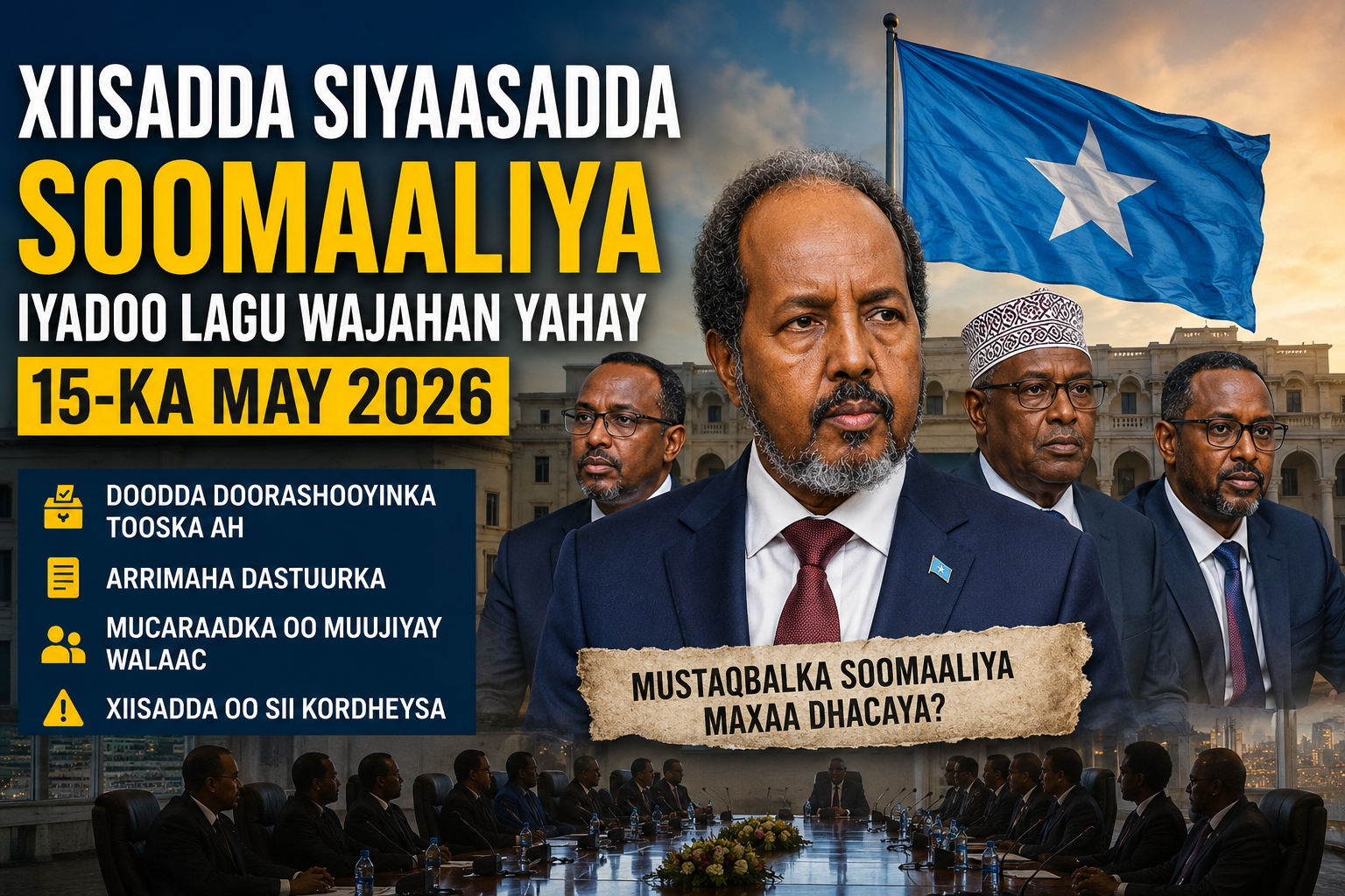Xiisadda Siyaasadda Soomaaliya Oo Sii Kordheysa Iyadoo Lagu Wajahan Yahay 15-ka May 2026.